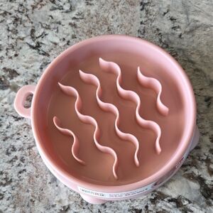 Pink Silicone Pet Slow Feeder Bowl